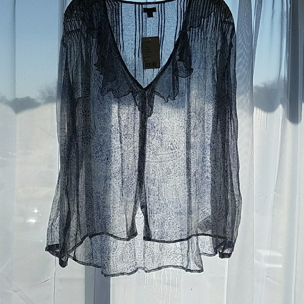 NWT Ecote Blue/White Button-Down